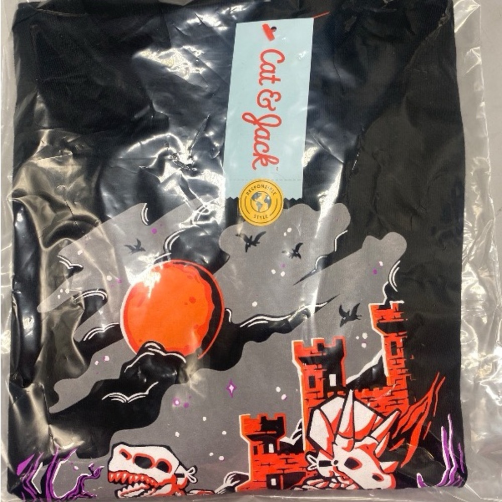 NWT Cat & Jack Boys’ Dinosaur Skeleton Halloween Long Sleeve Tee – Size 10/12 - Picture 2 of 2